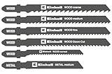 Einhell - Set di 10 lame per seghetto alternativo (accessori per seghetto alternativo, albero a T, per legno e metallo, con scatola di immagazzinaggio)