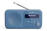 Shap DR-P420(BL) - Radio DAB+/DAB/FM compatta e portatile con streaming audio senza ﬁli Bluetooth e alimentazione tramite USB o batteria, colore blu