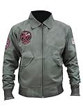 Suiting Style Tom Cruise Top Air Force G1 Maverick Flight Aviator Pilot Bomber Verde Giacca in Cotone, Verde, L