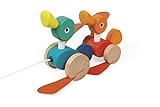 Janod - Zigolos Wooden Pull-Along Ducks - FSC Certified Pull-Along Toddler Toy - For children from the Age of 1, J08211, Multicolored
