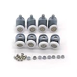 Ruote per porta della doccia, set di 8 guide per anta doccia singola, ruote e pulegge, diametro 23 mm, parti di ricambio (4 rulli superiori e 4 rulli inferiori)