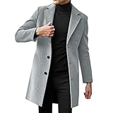 Caxndycing Cappotto invernale da uomo, per lavoro, elegante, in lana, per il tempo libero, comodo, cappotto invernale trench, tinta unita, cappotto per le mezze stagioni, grigio., XL