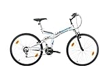 Multibrand, FOLDING 26, 26 Pollici, 457mm, Mountain Bike Pieghevole, 18 Velocità, Full Suspension, Unisex, 26x18 (Bianco Blu Opaco)