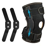 AOOWU Tutore Ginocchio Regolabile, Ginocchiera Ortopedica con Stecche Laterali Ginocchio Stabilizzatori Aperte, Supporto Sportiva per Artrite, Lesioni dei Legamenti, Escursioni, Arrampicate