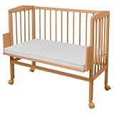 Lettino finitura legno naturale non trattato o Lettino culla con bianco laccato legno di WALDIN, Superficie d’appoggio EXTRA lung. 90 x larg. 55 cm,naturale