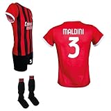 Generico Kit Maglietta Rossonera Maldini 3 Pantaloncino e Calzettoni creata utilizzando Maglia Replica Autorizzata per Bambini Ragazzi (IT, età, 10 Anni, Regular, Rosso)