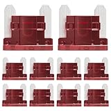 ALLECIN 50 Pezzi 10A Micro Fusibili Auto 10Amp Mini a Basso Profilo Fusibile Lamellari 10Ampere Car Fuses per Camper Camion Moto Barca