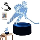 Bsbkoj 3D Night Light, Acrylic Hockey Player Night Light, Ice Hockey Table Lamp, Touch Control Night Light, Color Changing Night Lamp, Hockey Player Lamp, Creative Night Light, Bedside Reading Lamp