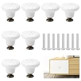 UOCAI 8 pomelli in ceramica per cassetti, bianco vintage floreali Manopole, pomelli decorativi per mobili con viti di montaggio, per armadi, cassetti, armadi, porte