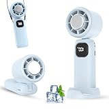 Ventilatore Portatile, ricaricabile tramite USB, a batteria, effetto refrigerazione a neve, 5 velocità regolabili, pieghevole, mini ventilatore con base per casa, ufficio, trucco, viaggi all'aperto