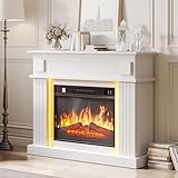 YITAHOME Camino Elettrico, Effetto Fiamma 3D Realistico, Libera installazione Camino Elettrico da Terra con Timer a Striscia Luminosa a LED a 24 colori e Telecomando, 100X26X80.5CM