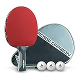 JOOLA Rosskopf Carbon racchetta da ping pong professionale, omologata ITTF, per giocatori esperti, comprensiva di copertina e 3 palline.