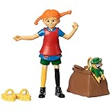 PIPPI LONGSTOCKING TOYS - Set di bambole a forma di casa delle bambole, Pippi e Mr. Nilsson, scimmietta di Pippi e Mr. Nilsson, valige con soldi, scarpe da spazzola, persone giocattolo, licenza