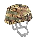 Openland Copri Elmetto Tattico Ripstop – Con Passanti MOLLE, Frontalino per Visore Notturno, Tasche e Pannelli ID – Regolabile, Compatibile con Caschi Militari e Softair (Vegetato Italiano)