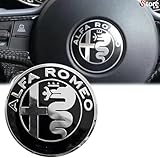 Logo per Volante Sterzo FREGIO Stemma Compatibile con Alfa Romeo Nero Black Specchio Logo 40mm Giulietta, Mito, 147, 159, 156, 4c, Brera