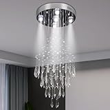 Cainjiazh Lampadario a goccia Lampadario moderno di cristallo Lampadari di cristallo a goccia Lampada a sospensione Cristallo a incasso Plafoniera per soggiorno, camera da letto, corridoio, scala