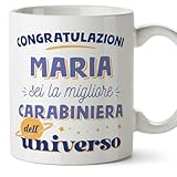 Mugffins Tazza Personalizzata in ceramica per CARABINIERA donna 11 oz / 350 ml - In italiano - Migliore dell'universo - Idea regalo per compleanno, anniversario, natale, laurea