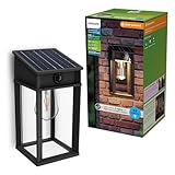 Philips Geri Lampada solare da parete quadrata, per esterni, UltraEfficient, lampadina solare sostituibile, sensore di movimento, 2700K, Nero