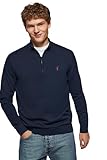 Polo Club Maglione Blu Marine Uomo con Mezza Cerniera - Logo Ricamato - Maglioni 100% Cotone