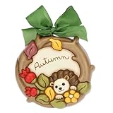 THUN, Formella Autumn, Formella in Ceramica Decorata a Mano con Piccolo Riccio fra i Fiori, 15.5x3.9x15.5 cm h