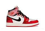 Nike Air Jordan 1 Retro High OG Spider-Man Across The Spider-Verse per bambini, Rosso universitario/nero, 5 Big Kid