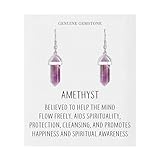 Orecchini pendenti con pietre preziose di ametista con carta di citazione