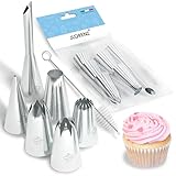 JLORENZ 6 Beccucci Sac a Poche Professionali Grandi in Acciaio Inox 18/10 Ultra Resistenti e Facili da Pulire - Bocchette Sac a Poche per Decorare Torte Dolci Zeppole Cupcakes Biscotti