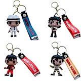 Keyhvao Quattro tipi di Michael Jackson Portachiavi Anime Decorazione Zaino Jackson Portachiavi PVC Regali per Fan e Amici, 4 pezzi, 4-6CM