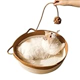 Cesta per gatti, in vimini, 450 g, in vimini, 35 x 35 cm, in cotone intrecciato, design rialzato, comodo per animali domestici, resistente ed elegante, ideale per cani e gatti