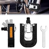 VGECEE 2 Pedali Bici con 1 Chiave Pedali Bici, Pedale Pieghevole per Bicicltte 9/16" Antiscivolo Pedale Per Bicicltte Alluminio Piastre MTB Flat Pieghevoli con Superficie Antiscivolo e Riflettori