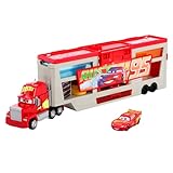 Mattel Disney e Pixar Cars, Mack Officina Cambia Colore con cabina di guida rimovibile, playset con truck e macchinina trasformabili, Saetta McQueen e accessori cambia colore, HPD82