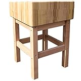 Ceppo in legno di robinia reversibile spessore 20cm con sgabello banco da spacco batticarne macellaio tavolo per lavoro cucina