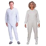 FERRUCCI COMFORT Pigiama Sanitario Invernale per Anziani - 9012 F - Unisex - Adatto per l'inverno - Felpato (Uomo, L)