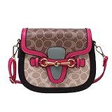 Borsa a tracolla piccola da donna, con fibbia dorata, in pelle, design alla moda, rosa, S
