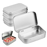 TMRBBesty Scatola Latta di Metallo,Contenitore Tin Argento, Rettangolare in Metallo,4 Pezzi Piccola Scatola Portaoggetti per la Casa,Può conservare caramelle,Chiavi,Orecchini,Tè,95 x 60 x 20 mm