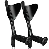 Stampelle Ortopediche Regolabili in altezza (2 unità) Ultraleggere, Stampelle Canadesi, Stampelle antiscivolo (NERO)