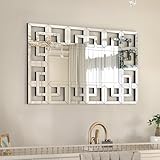 Artloge Specchio Lungo Decorativo da Parete: 100x70cm Grande Specchio Moderno Rettangolare con cornice Argento in Vetro Specchio da ingresso Orizzontale Verticale per Soggiorno Bagno