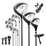 COSTWAY Set Completo di Mazze da Golf per Destri da Uomo, con Driver da 460 cc, Legno da Fairway 3, Ibrido 4, Ferri 6 7 8 9, P, Putter e Borsa per Mazze da Golf (Nero)