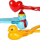 Muzrunq Giocattoli per Palle di Neve 3 Pezzi/Set Pupazzo di Neve Cuore Anatra Creatore di Palle di Stampi per Carini Stampi per modellatori Invernali Pinze a Clip Divertenti per Giochi di combatti