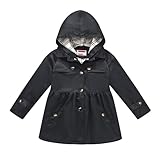 Generisch Trench da bambina con cintura in vita rimovibile per abbigliamento alla moda con comfort e calore in inverno, Nero , 11-12 Jahre