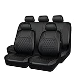 9Pcs Pelle Auto Set coprisedili, Per Peugeot 307 CC Coupe Cabrio 2003-2008 Pelle Impermeabile Set Completo Copri-Sedile Fodere Anteriori e Posteriori Set Coprisedili,B/9pcs Set Black