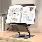 Joyoldelf Leggio Libri Regolabile - Da Tavolo Con Base Girevole 360°, Da Letto in Legno, Supporto Accessori Lettura, Scrivania, Bookstand Bambù per Tablet Cuochi Ricette