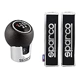 Sparco Spc Spc0105Ch Manopola Lazio Intl, Nero/Cromo & Opc12120001 Set Di Cuscinetti Cinture Nero/Grigio, Taglia Unica, Set Di 2