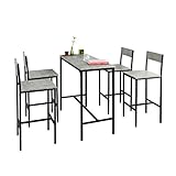 SoBuy Set Tavolo da Bar Alto con 4 Sgabelli - Tavolo Salvaspazio per Cucina Piccola e Balcone, Stile Industriale Moderno - Tavolino Alto da Esterno per Giardino o Terrazzo OGT14-HG
