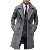 Generico Cappotto Lana Uomo Invernale Lungo Trench Elegante Cappotti da Lavoro Slim Fit Business Trenchcoat Soft Touch Calda Coat Cappotto Lungo Doppiopetto Trench Giacca Sottile Parka Offerta