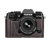MUZIRI KINOKOO Custodia Protettiva Compatibile per Fujifilm XT50 Fotocamera, Custodia Stile Retrò in Vera Pelle per Fuji XT50 / Fuji X-T50 Fotocamera, con Apertura sul Fondo e Impugnatura - Caffè