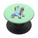 Unicorno a fumetti che suona il controfagotto PopSockets PopGrip Adesivo