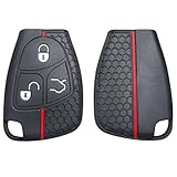 OTMIK Custodia in Silicone per la Copertura della Chiave dell'Auto adatto per Mercedes Benz AMG Viano W639 B C E S ML SLK CLK Classe W211 W202 Accessori per il guscio della chiave (3 Pulsanti)