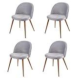 Set 4X sedie poltroncine HWC-D53 Design Retro Anni 50 trapuntate Metallo Velluto Grigio