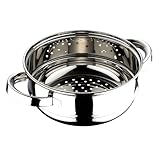 RB RENBERG Steam Chef - Vaporiera in acciaio inox - 24 cm - Finitura lucida - Manico cavo argentato - Adatta per induzione e tutti i piani di cottura - Induzione e tutti i piani di cottura
